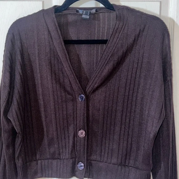 Women's Brown Ribbed Sweater - Picture 2 of 3